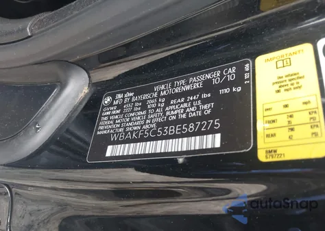 2011 BMW 328I xDrive из США, поврежденный, VIN WBAKF5C53BE587275